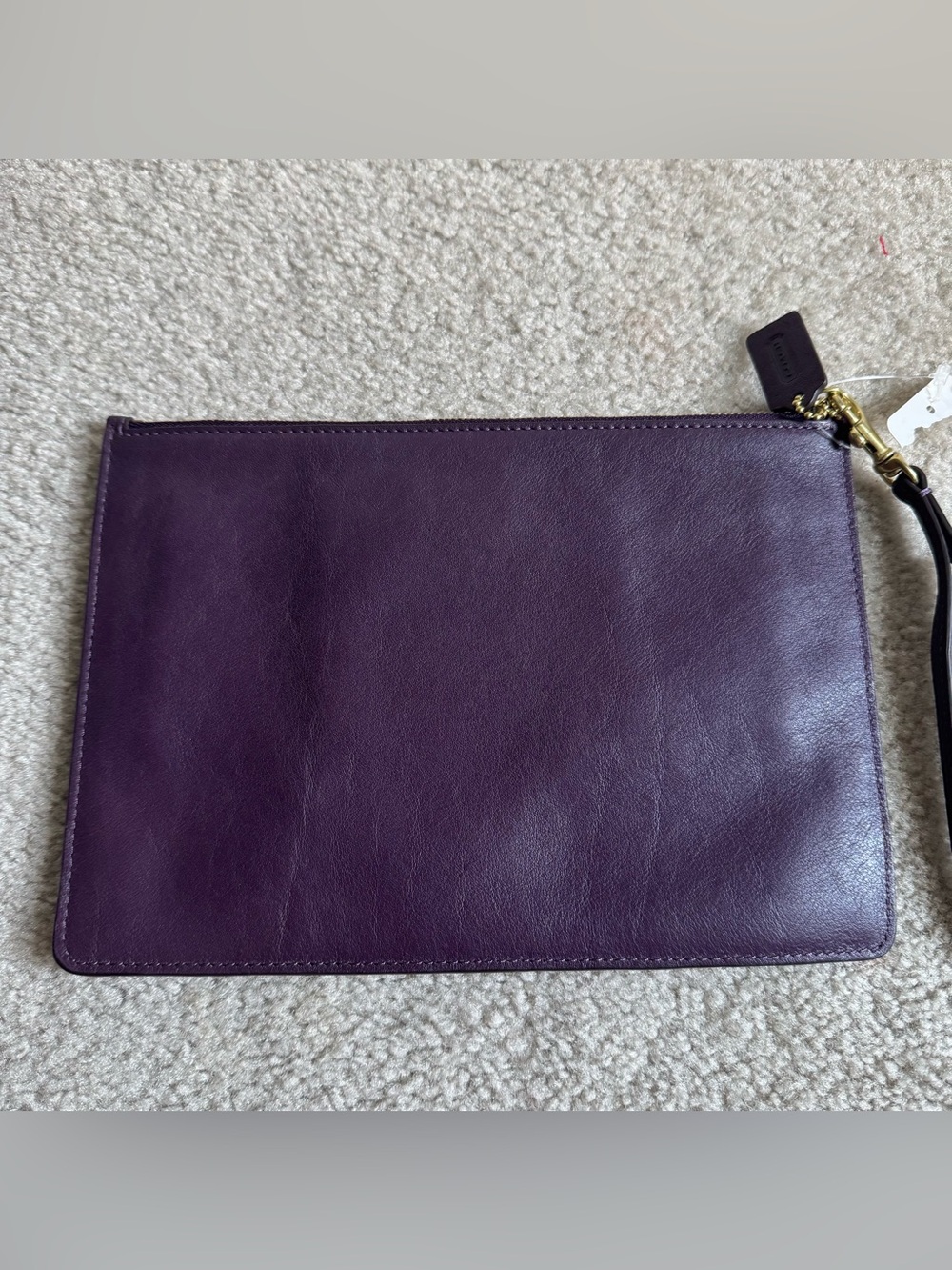 Coach Purple Leather Wristlet Clutch Slim Tablet Travel Wallet Zip Closure - Picture 8 of 13